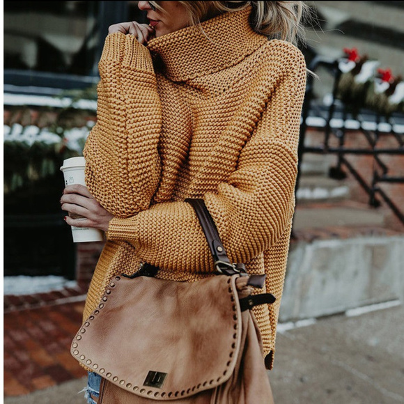 Sweaters - Turtle Neck Baggy Chunky Knitted Oversized Sweater